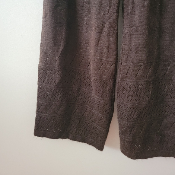 Pacific Dark Brown Vintage Knit Flare Pants w/ Micro Cutouts - Picture 6 of 7